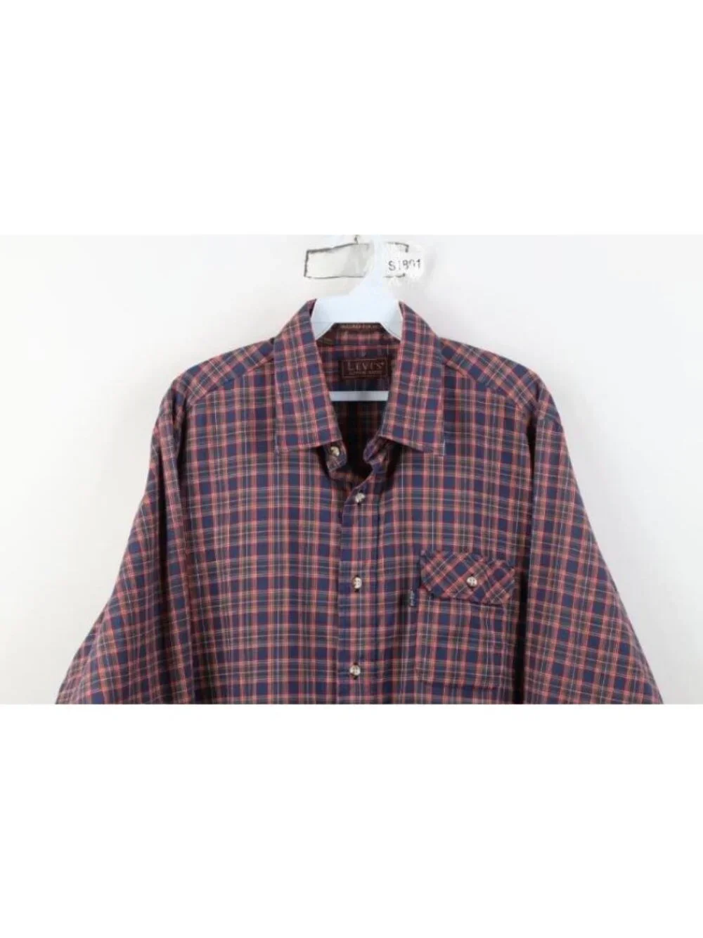Vintage 70s 80s Levis Mens Size Large Rainbow Plaid Collared Button Shirt USA
